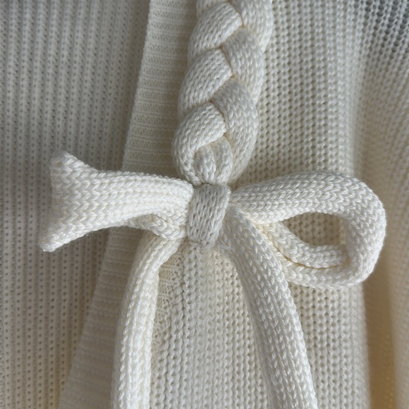 Cream bow detail knit cardigan - Picture 4 of 4